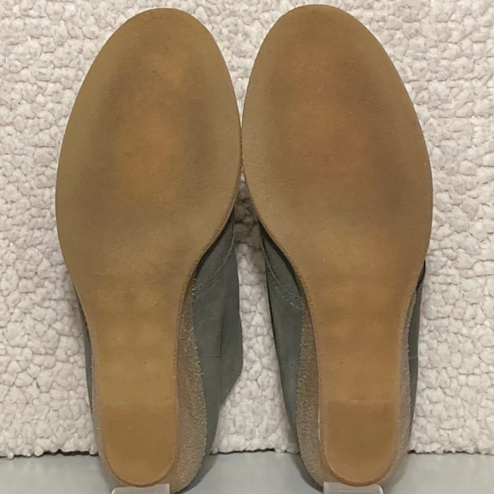 J. Crew Womens Desert Grey Suede Lace Up Gum Wedge Booties Shoes Size US 7
